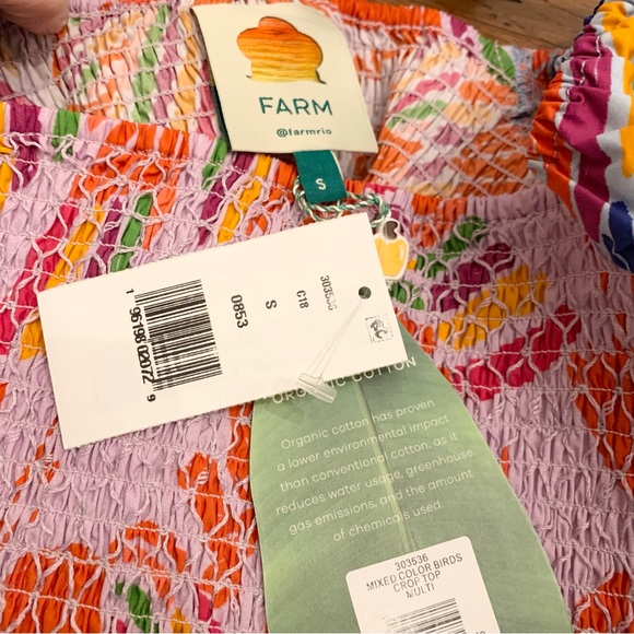 FARM Rio Mixed Print Smocked Cotton Crop Top S NWT - Picture 7 of 13